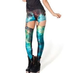 Green Galaxy Clipped Sexy Tights / blackmilk rave